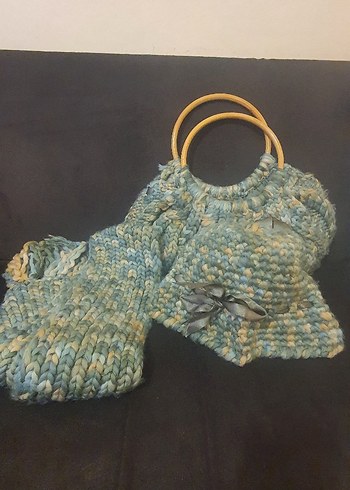 Vintage atkı- bere-çanta takımı - Görsel 6