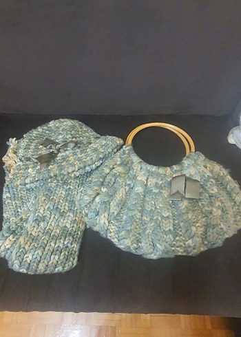 Vintage atkı- bere-çanta takımı - Görsel 7