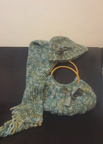 Vintage atkı- bere-çanta takımı - Görsel 9