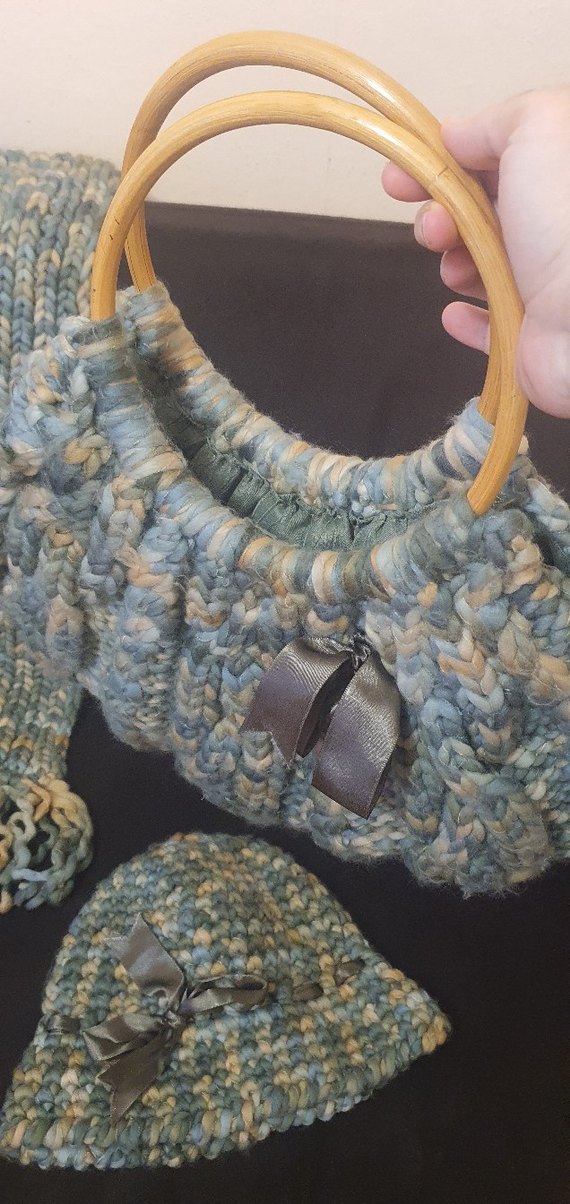 Vintage atkı- bere-çanta takımı - Görsel 3