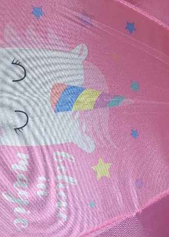 Pembe Unicorn Desenli Kız Şemsiye - Görsel 7