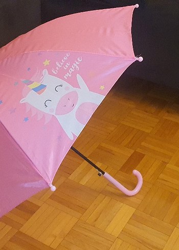 Pembe Unicorn Desenli Kız Şemsiye - Görsel 2