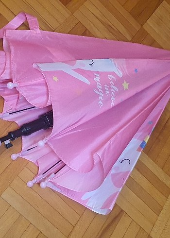 Pembe Unicorn Desenli Kız Şemsiye - Görsel 5