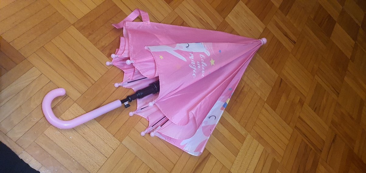 Pembe Unicorn Desenli Kız Şemsiye - Görsel 5