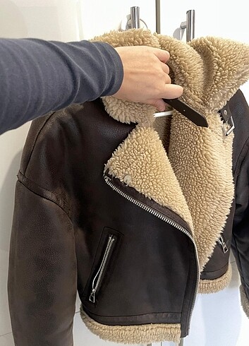 xs Beden Bershka İçi suni kürklü biker ceket