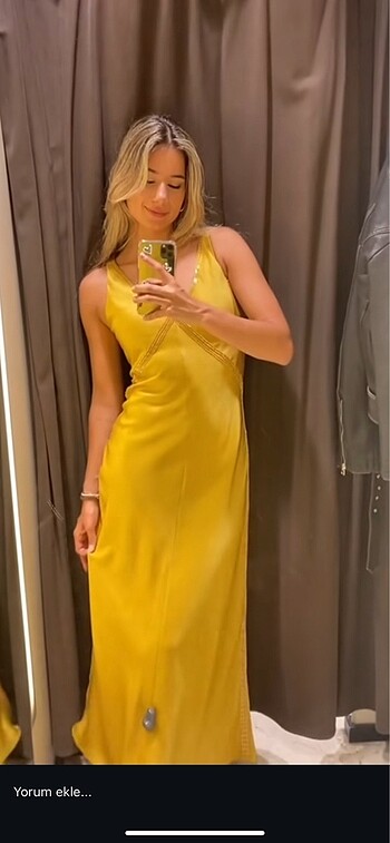 l Beden sarı Renk Zara saten elbise