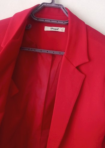 l Beden kırmızı Renk Düğmeli Kırmızı Kadın Blazer Ceket