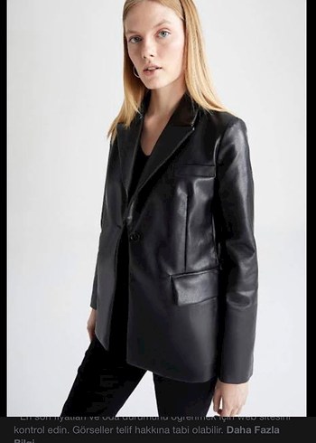 Kadın Siyah Deri Blazer