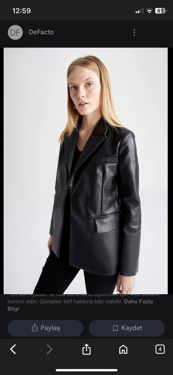 Kadın Siyah Deri Blazer - Görsel 3