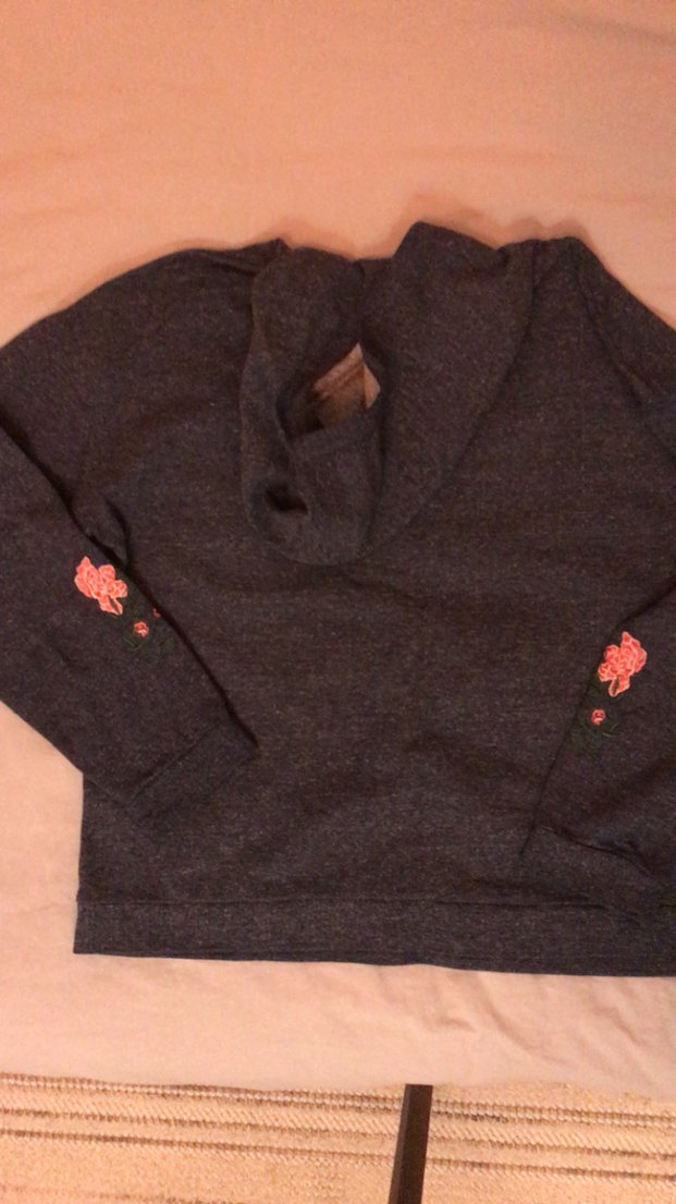 Lacivert Kapüşonlu Nakışlı Kadın Sweatshirt - Görsel 2