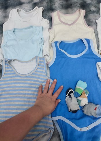 HelloBaby Mavi Erkek Bebek Kolsuz Body