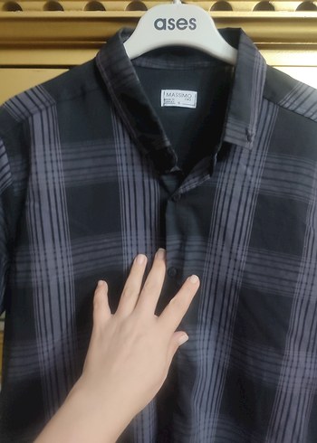 Massimo Dutti Gri Kısa Kollu Regular Fit Erkek Gömlek
