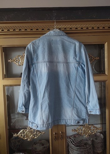 m Beden Mavi Düğmeli Midi Boy Denim Ceket