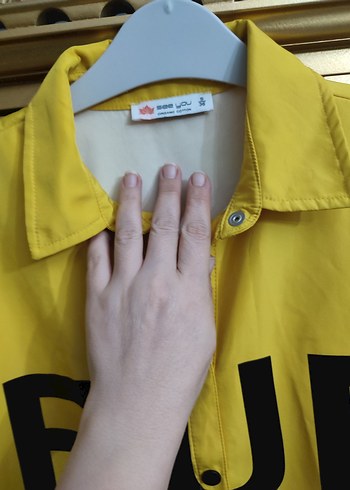 Sarı Baskılı Düğmeli Uzun Kollu Gömlek - Görsel 7