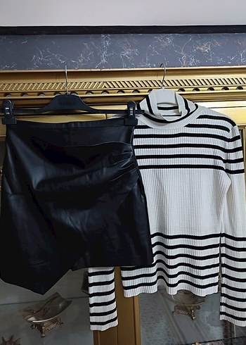 Deri Siyah Pilili Mini Şort - Görsel 5