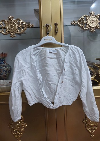 Kız Çocuk Beyaz Keten Uzun Kollu Bolero - Görsel 2