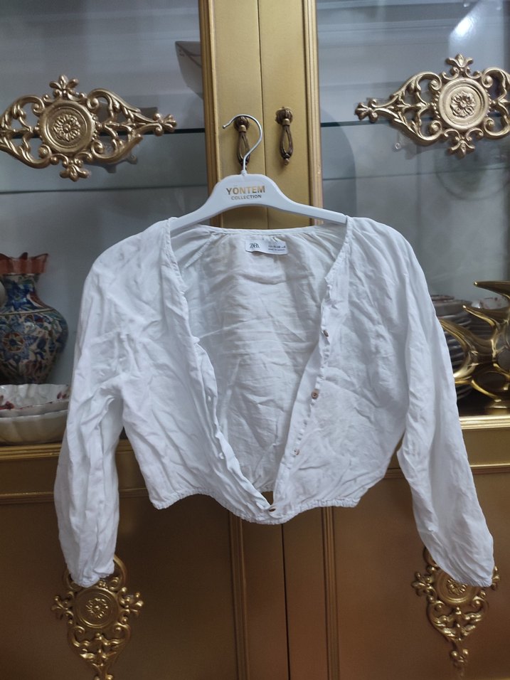 Kız Çocuk Beyaz Keten Uzun Kollu Bolero - Görsel 2