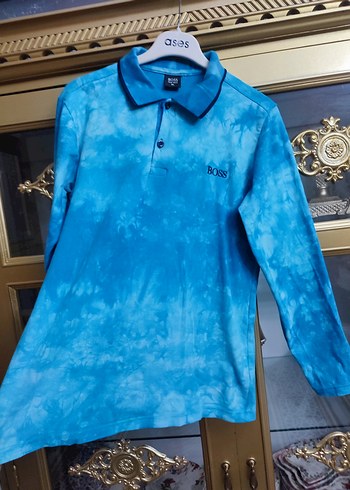 Mavi Batik Desenli Uzun Kollu Polo Tişört - Görsel 7