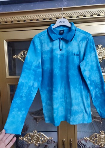 Mavi Batik Desenli Uzun Kollu Polo Tişört - Görsel 5