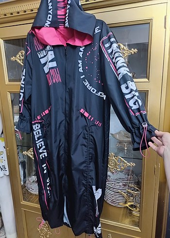 Siyah Uzun Fermuarlı Kadın Yağmurluk - Görsel 9