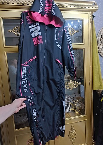 Siyah Uzun Fermuarlı Kadın Yağmurluk - Görsel 10