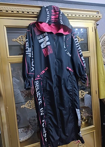 Siyah Uzun Fermuarlı Kadın Yağmurluk - Görsel 12