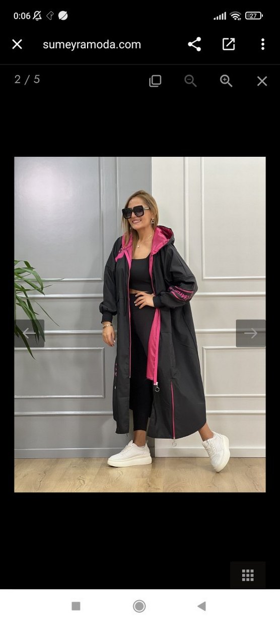 Siyah Uzun Fermuarlı Kadın Yağmurluk - Görsel 4