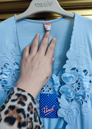 Nakışlı Mavi Bohem Uzun Kadın Sabahlık - Görsel 7