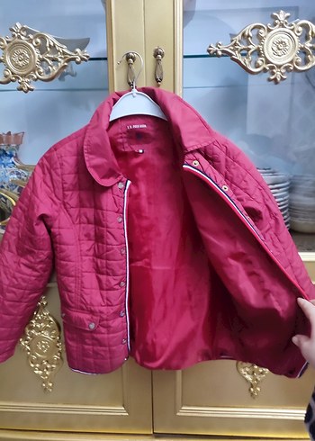 Bordo Düğmeli çocuk mont - Görsel 2