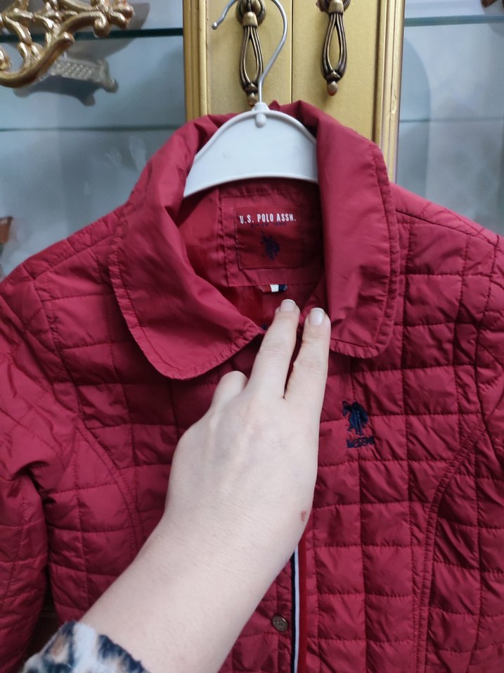 Bordo Düğmeli çocuk mont - Görsel 5