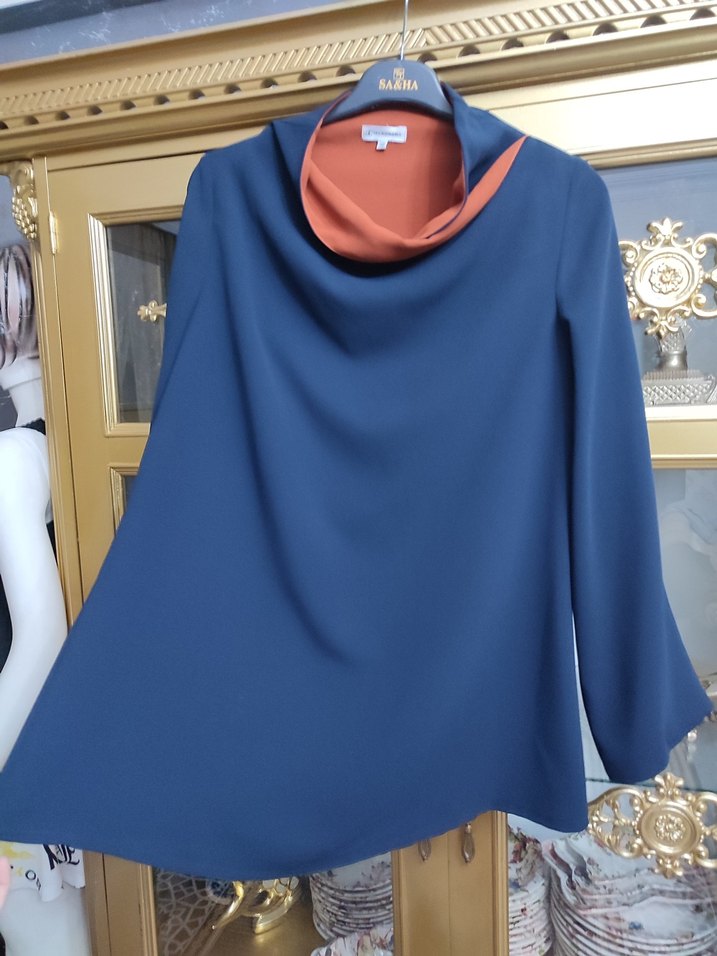 Uzun Kollu Drapeli Kadın Bluz - Görsel 3