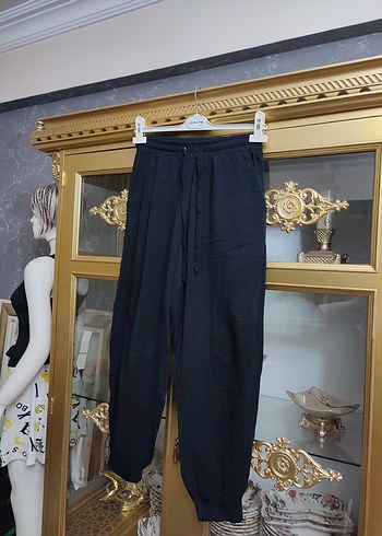 Siyah Kadın Keten Salaş Pantolon - Görsel 3