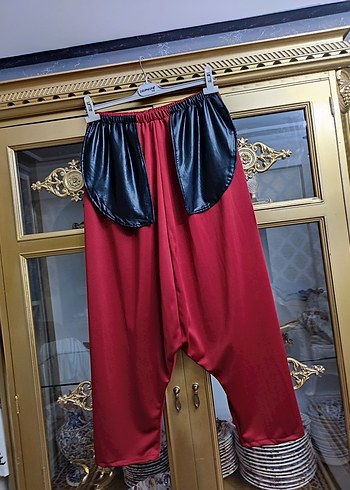 Kırmızı Oversize Kadın Kumaş Pantolon - Görsel 2