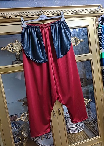 Kırmızı Oversize Kadın Kumaş Pantolon - Görsel 3