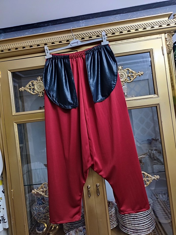 Kırmızı Oversize Kadın Kumaş Pantolon - Görsel 2