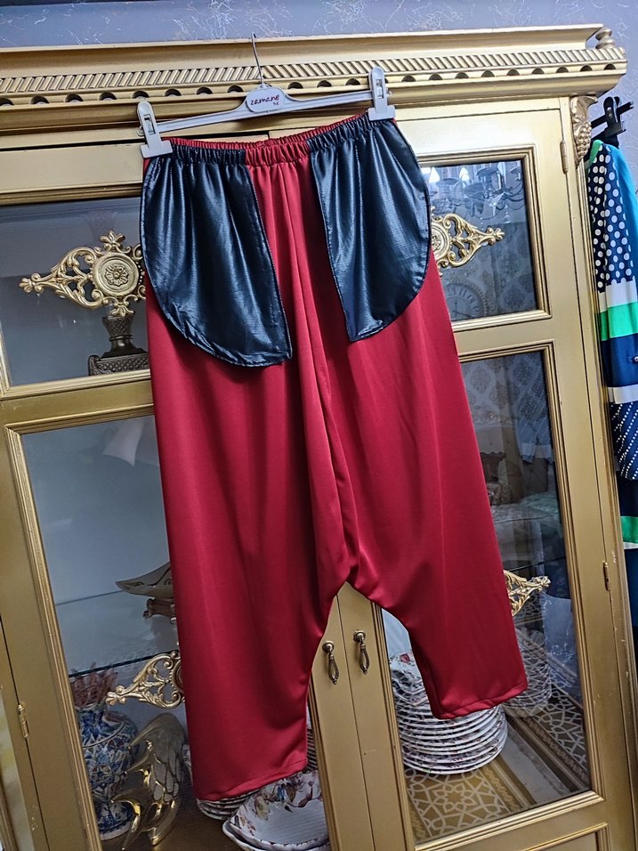 Kırmızı Oversize Kadın Kumaş Pantolon - Görsel 3