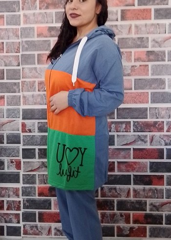 Renkli Kapüşonlu eşofman takımı - Görsel 7