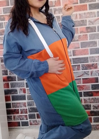 Renkli Kapüşonlu eşofman takımı - Görsel 2