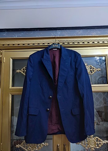 Erkek Koyu Mavi Düğmeli Regular Fit Takım Ceket - Görsel 5