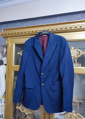 Erkek Koyu Mavi Düğmeli Regular Fit Takım Ceket - Görsel 4