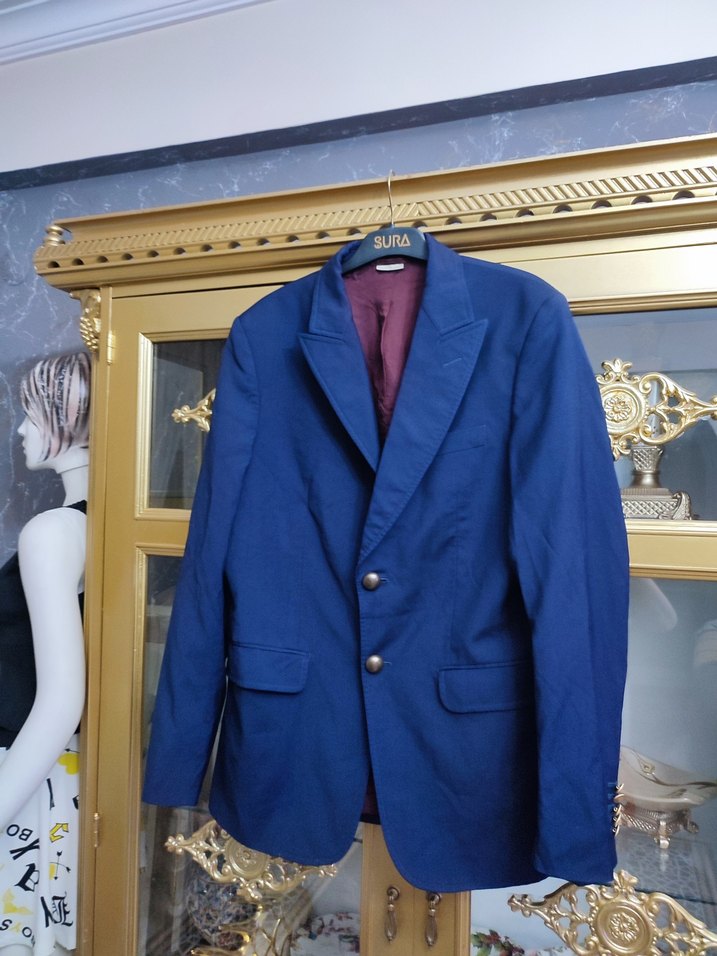 Erkek Koyu Mavi Düğmeli Regular Fit Takım Ceket - Görsel 3