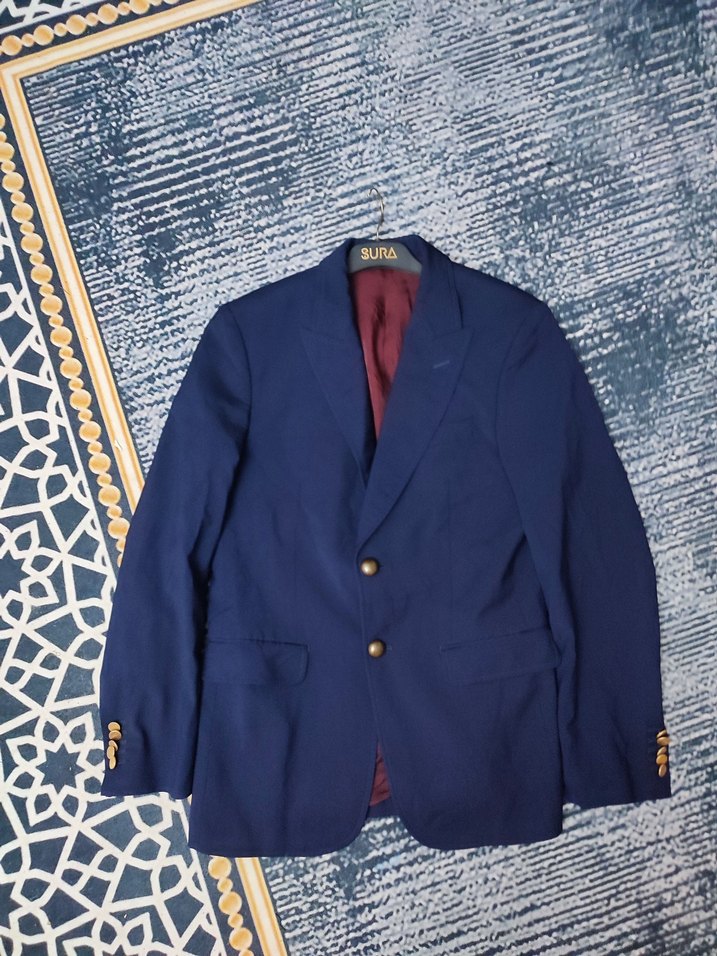 Erkek Koyu Mavi Düğmeli Regular Fit Takım Ceket - Görsel 2