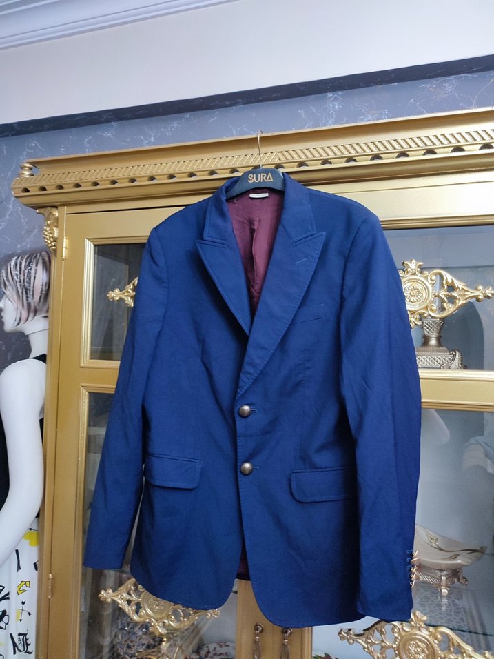 Erkek Koyu Mavi Düğmeli Regular Fit Takım Ceket - Görsel 4