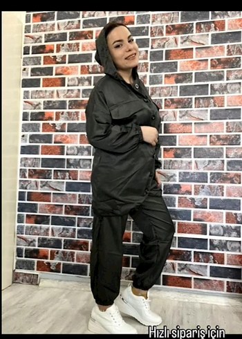 Kadın Siyah Deri Kamuflaj Tulum - Görsel 2