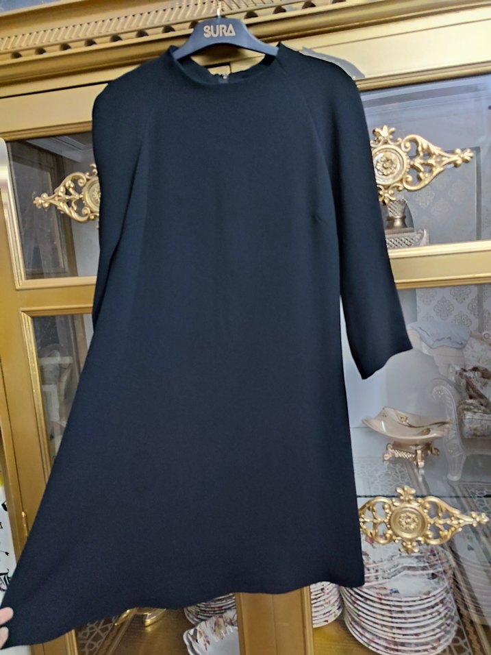 Siyah Drapeli Uzun Kollu Kadın Tunik - Görsel 4