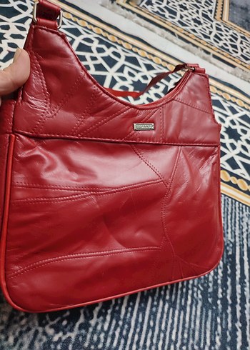 Kırmızı Deri Fermuarlı Kadın Çanta - Görsel 7