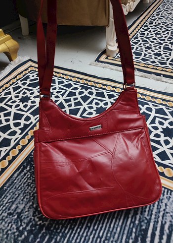 Kırmızı Deri Fermuarlı Kadın Çanta - Görsel 3