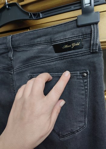 Gri Kadın Denim Pantolon, Kemerli, Günlük - Görsel 4