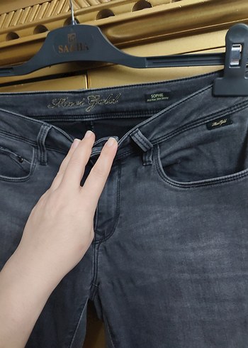 Gri Kadın Denim Pantolon, Kemerli, Günlük - Görsel 7