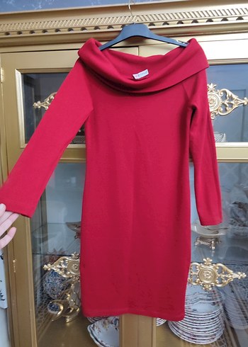 Bordo Uzun Kollu Drapeli Triko Elbise - Görsel 4